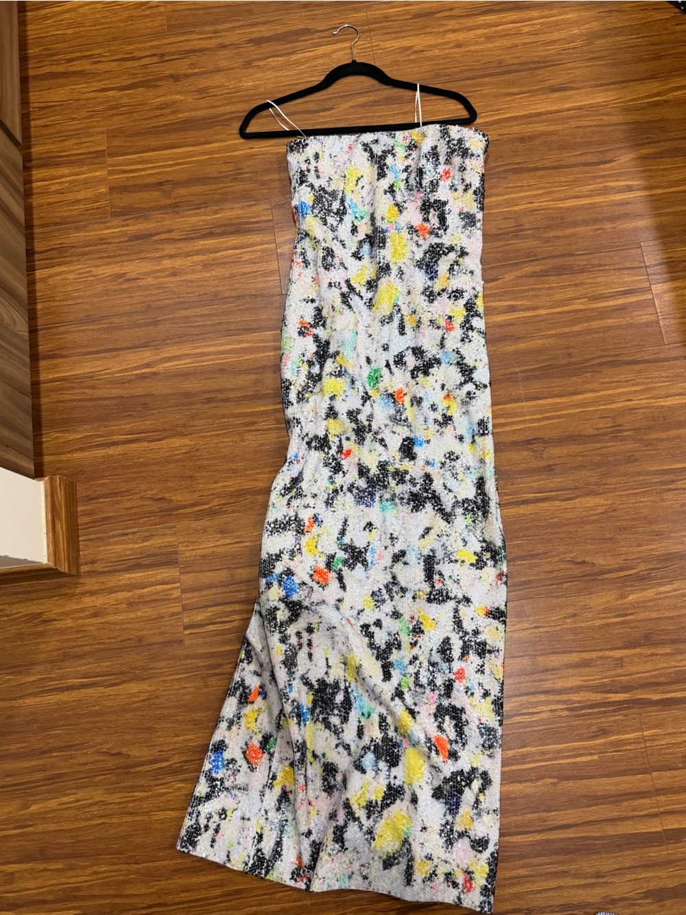 Strapless Sequin Maxi Dress in White Multicolor - Picture 2 of 3